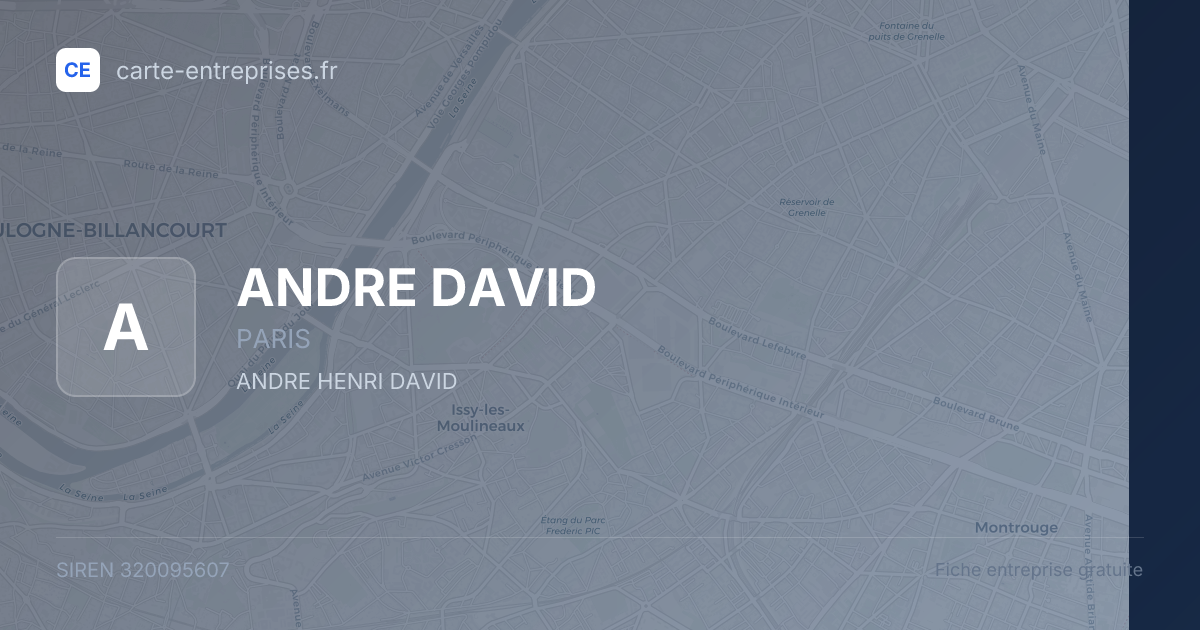 ANDRE DAVID — 320095607 — fiche entreprise