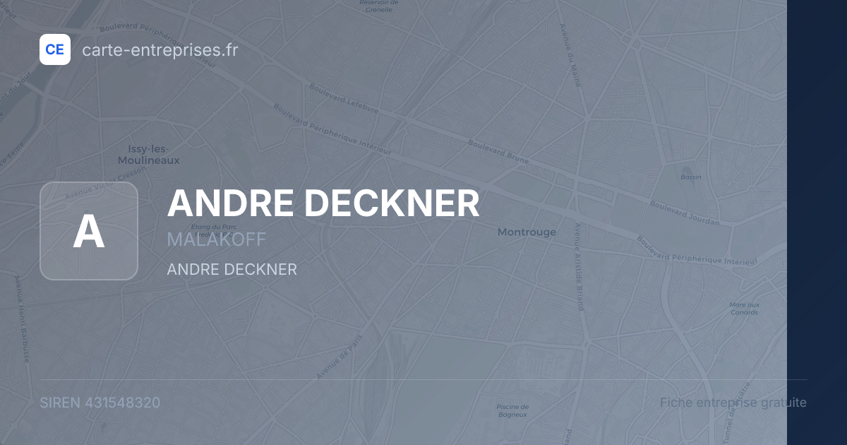 ANDRE DECKNER — 431548320 — fiche entreprise