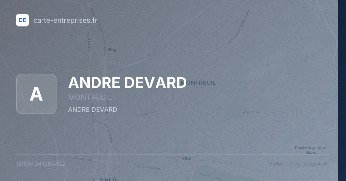 ANDRE DEVARD — 341363422 — fiche entreprise