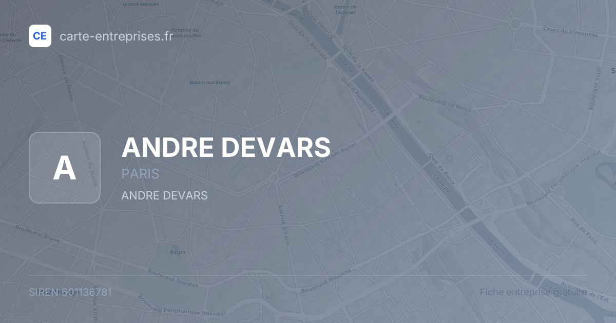 ANDRE DEVARS — 601136781 — fiche entreprise