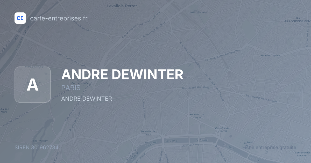 ANDRE DEWINTER — 301962734 — fiche entreprise