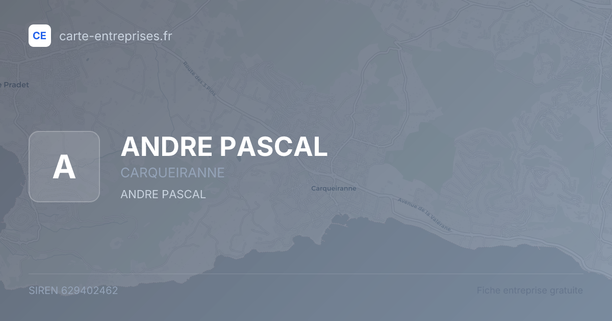 ANDRE PASCAL — 629402462 — fiche entreprise