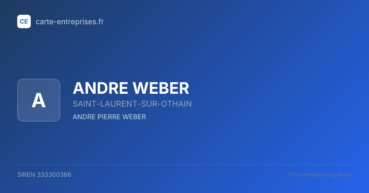 ANDRE WEBER — 333300366 — fiche entreprise