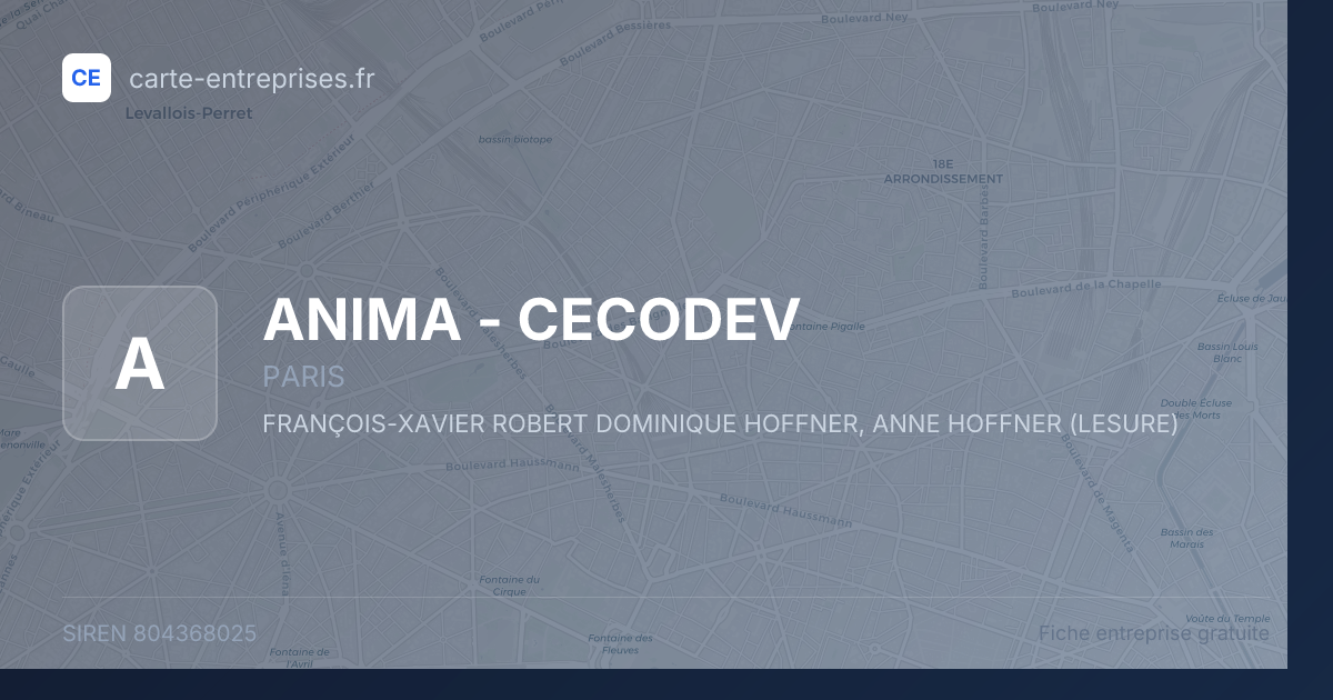 ANIMA - CECODEV — 804368025 — fiche entreprise