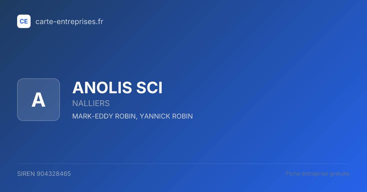 ANOLIS SCI — 904328465 — fiche entreprise