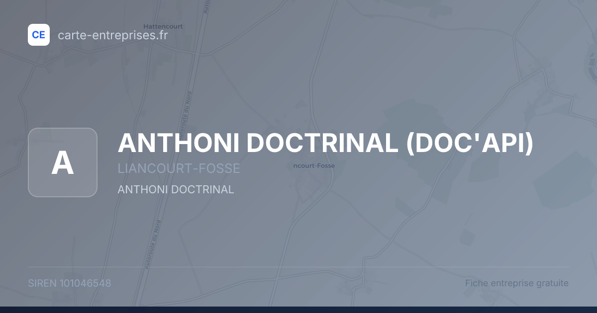 ANTHONI DOCTRINAL (DOC'API) — 101046548 — fiche entreprise