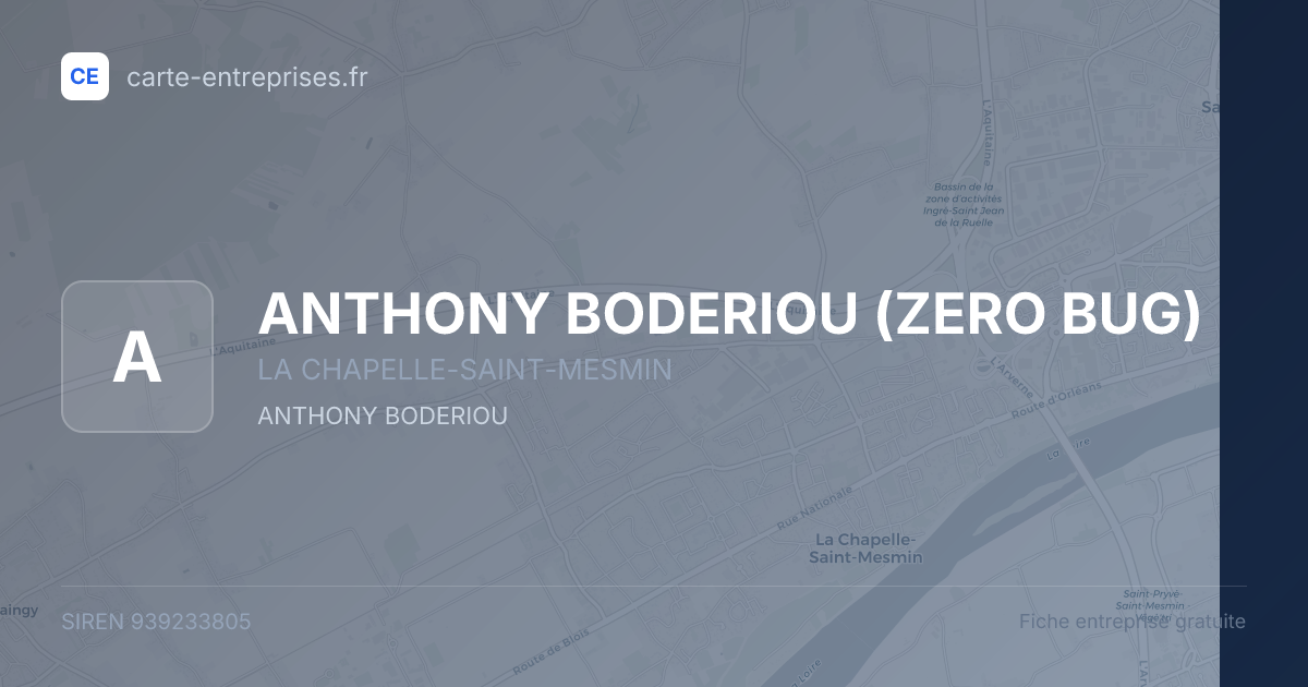 ANTHONY BODERIOU (ZERO BUG) — 939233805 — fiche entreprise