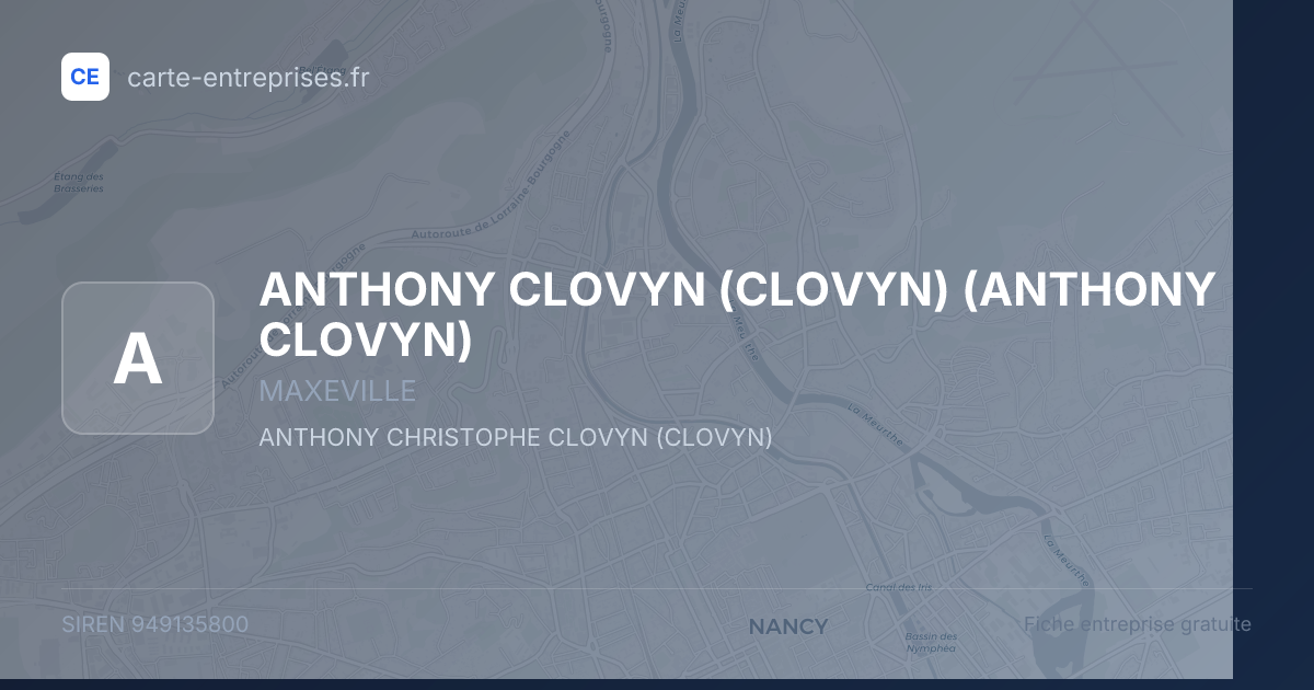 ANTHONY CLOVYN (CLOVYN) (ANTHONY CLOVYN) — 949135800 — fiche entreprise