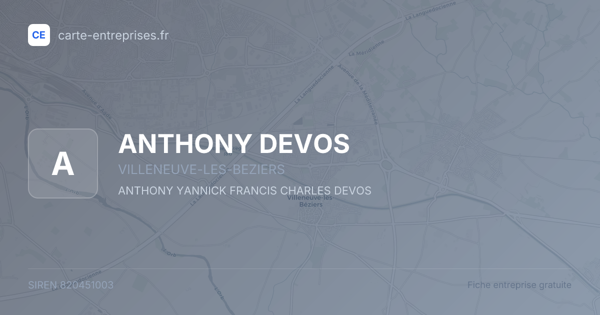 ANTHONY DEVOS — 820451003 — fiche entreprise