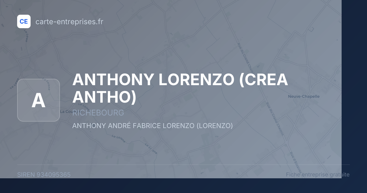 ANTHONY LORENZO (CREA ANTHO) — 934095365 — fiche entreprise