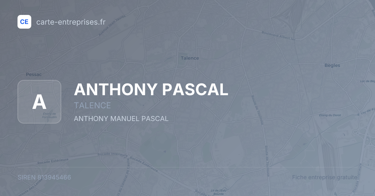 ANTHONY PASCAL — 813945466 — fiche entreprise