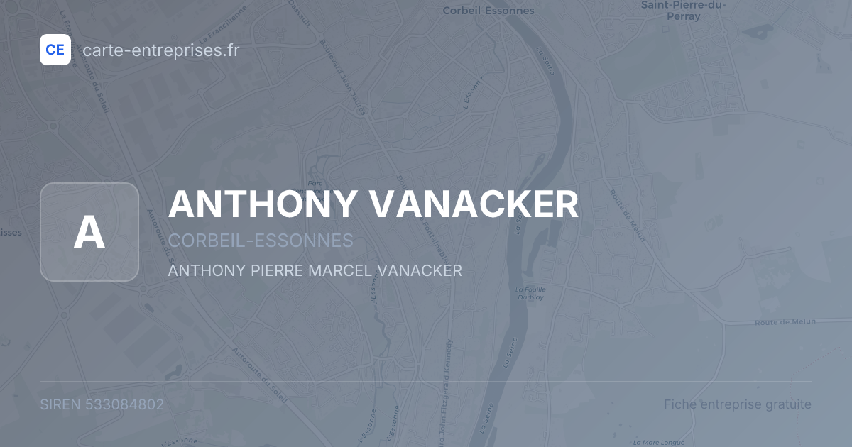 ANTHONY VANACKER — 533084802 — fiche entreprise