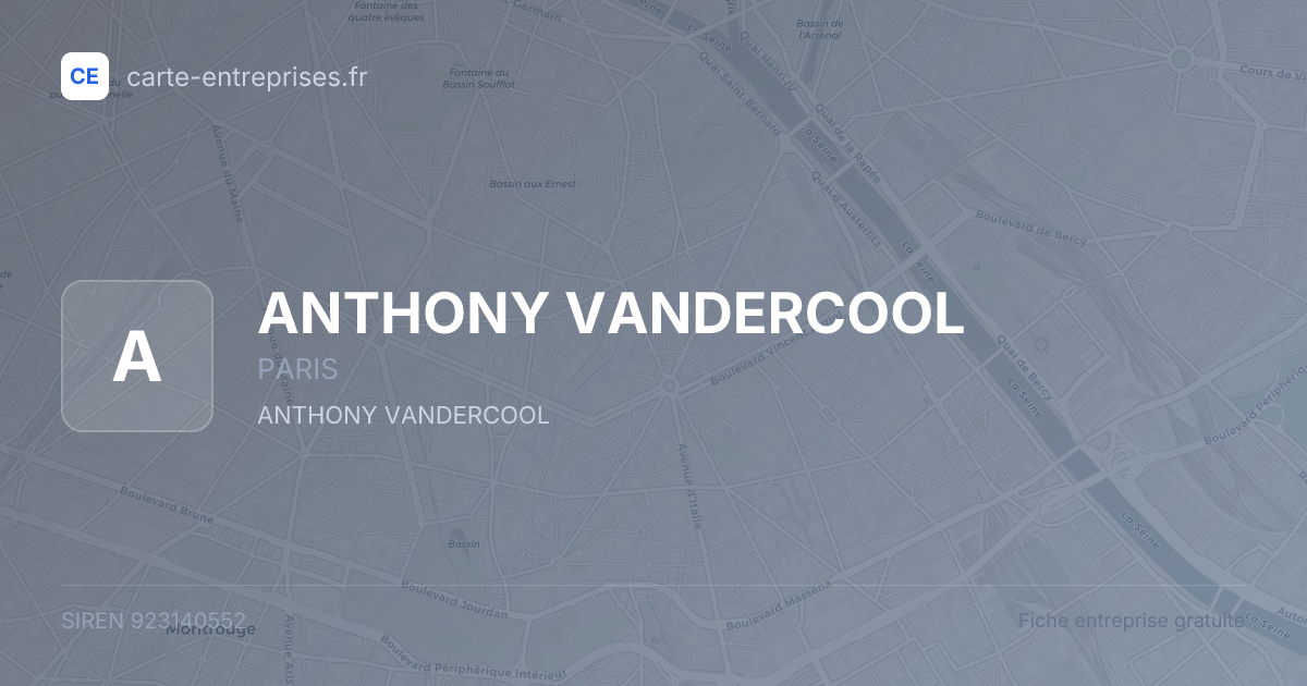 ANTHONY VANDERCOOL — 923140552 — fiche entreprise