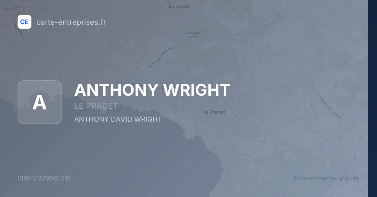 ANTHONY WRIGHT — 329685218 — fiche entreprise