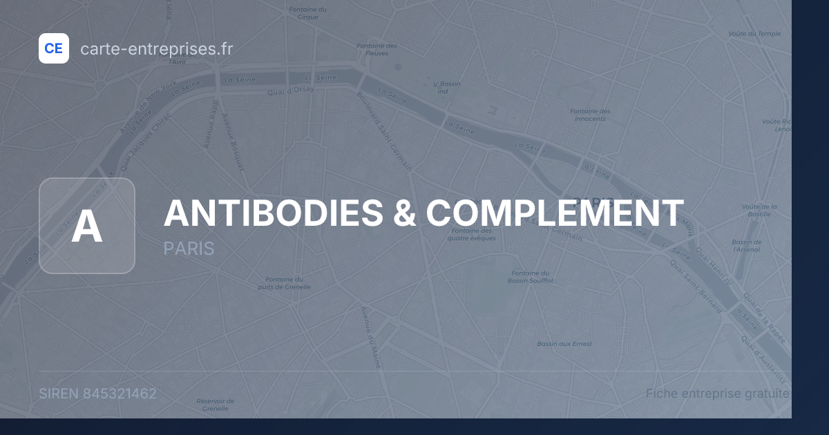 ANTIBODIES & COMPLEMENT — 845321462 — fiche entreprise