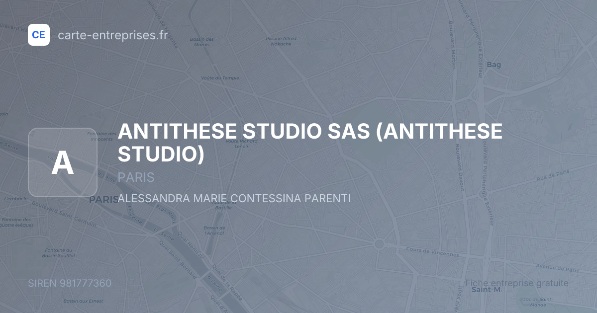 ANTITHESE STUDIO SAS (ANTITHESE STUDIO) — 981777360 — fiche entreprise