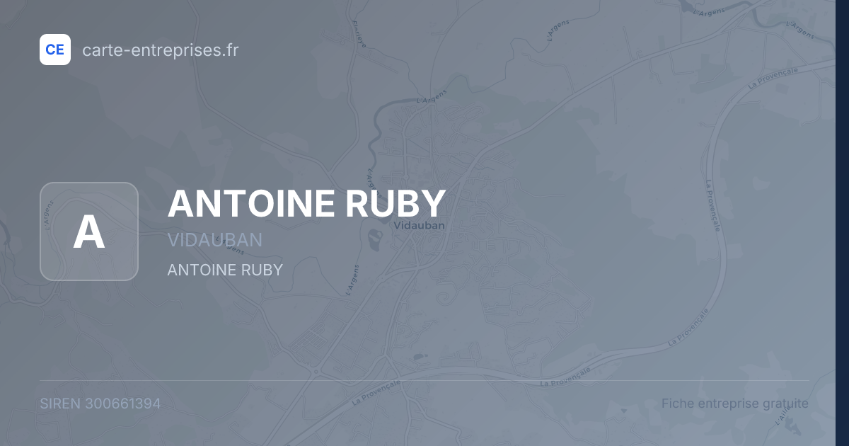 ANTOINE RUBY — 300661394 — fiche entreprise