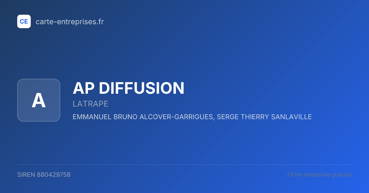 AP DIFFUSION — 880429758 — fiche entreprise