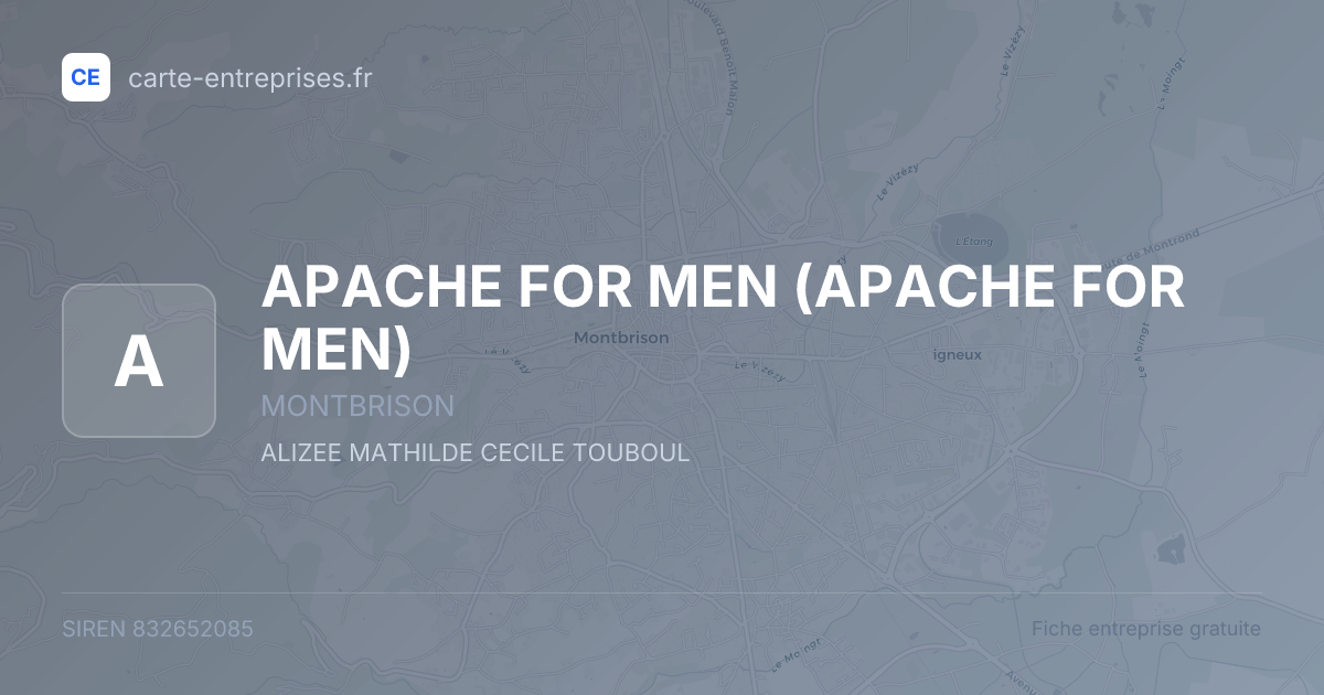APACHE FOR MEN — 832652085 — fiche entreprise