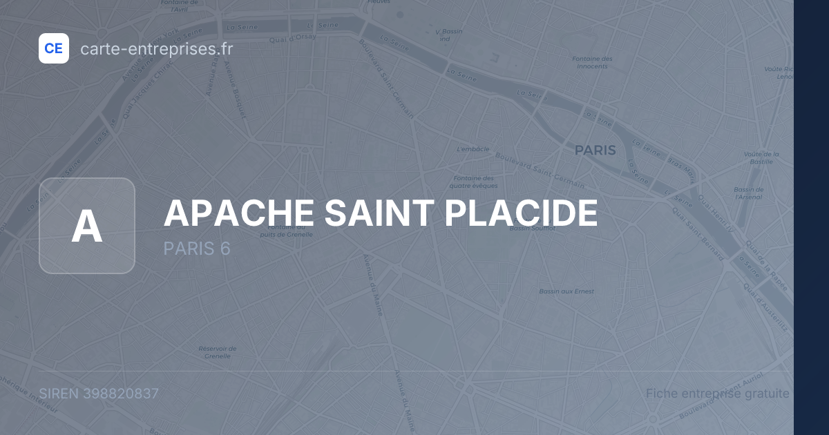 APACHE SAINT PLACIDE — 398820837 — fiche entreprise