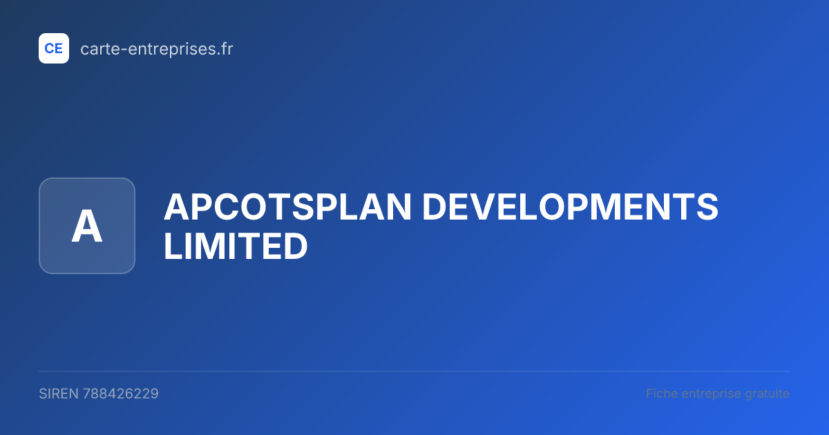 APCOTSPLAN DEVELOPMENTS LIMITED — 788426229 — fiche entreprise