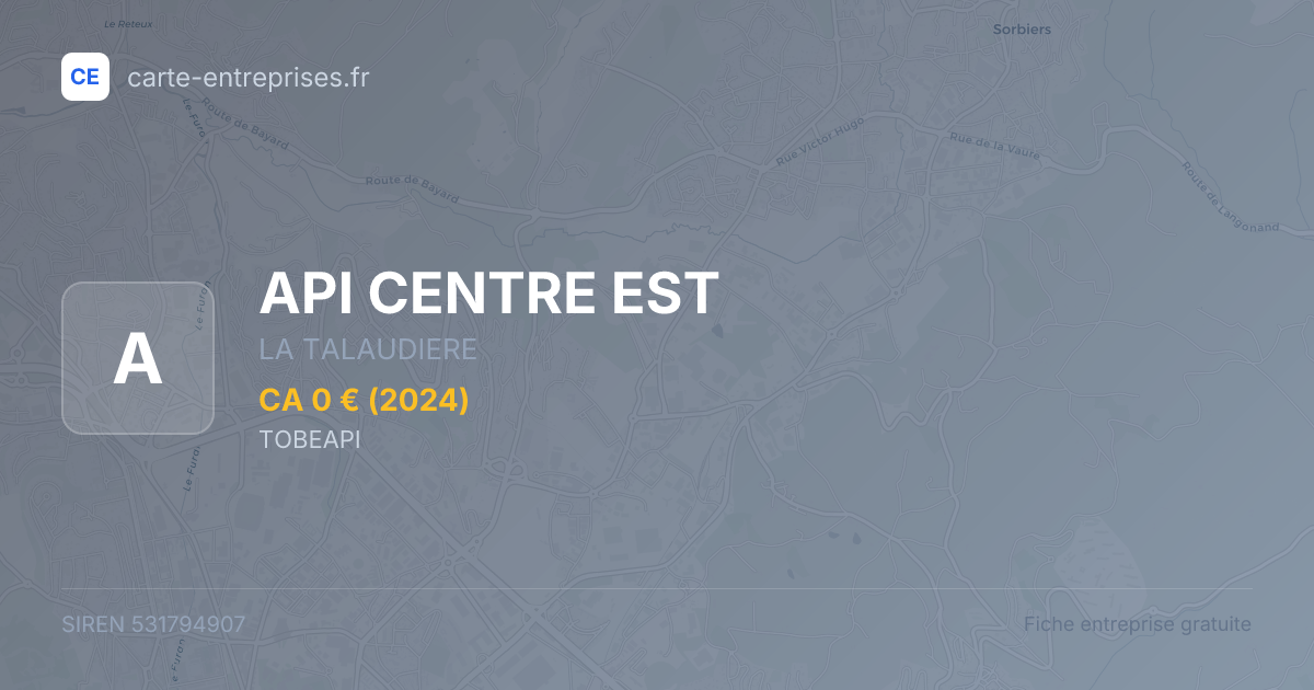 API CENTRE EST — 531794907 — fiche entreprise