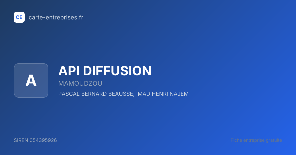 API DIFFUSION — 054395926 — fiche entreprise