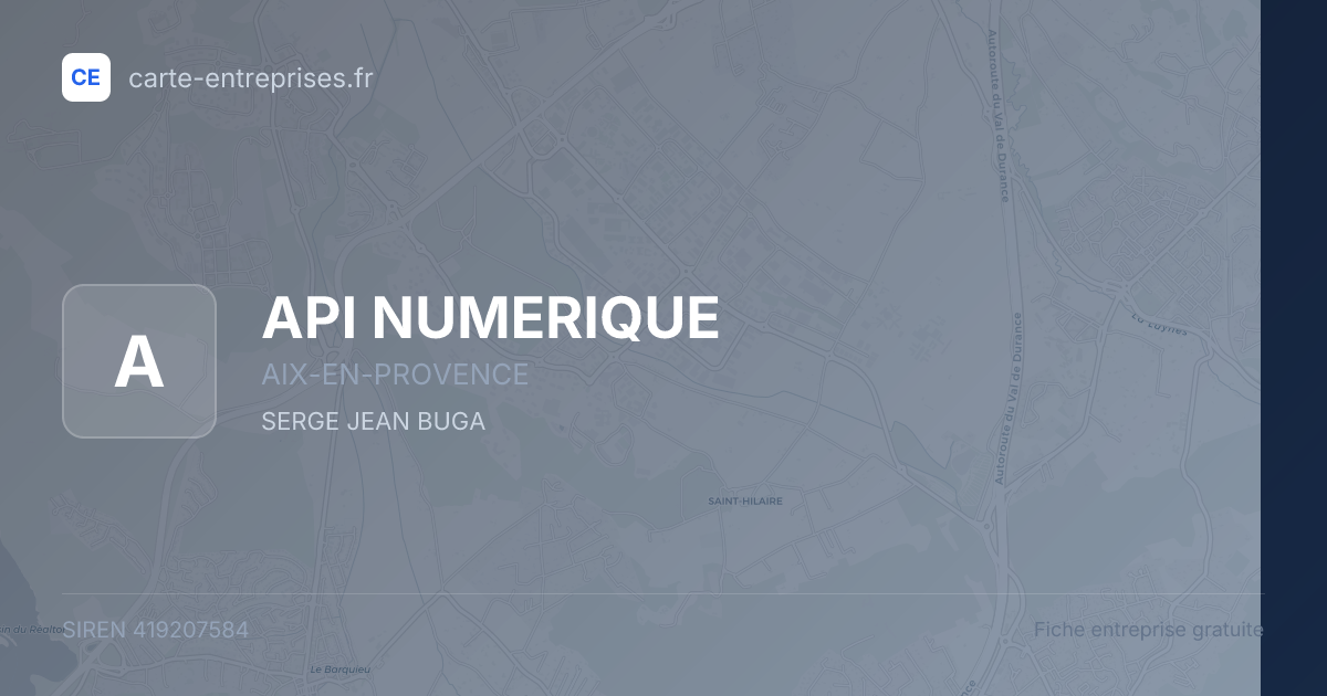 API NUMERIQUE — 419207584 — fiche entreprise