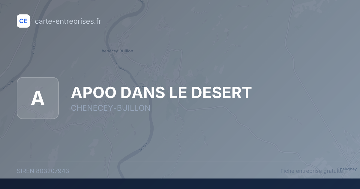 APOO DANS LE DESERT — 803207943 — fiche entreprise