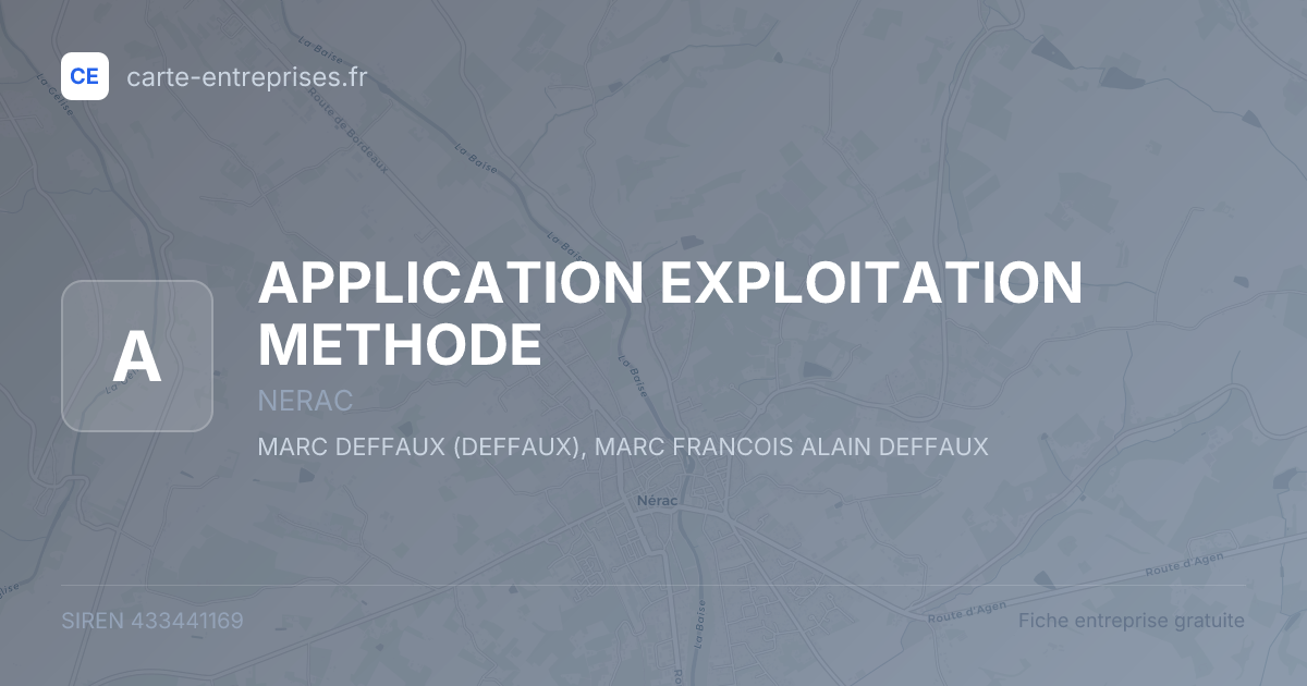 APPLICATION EXPLOITATION METHODE — 433441169 — fiche entreprise