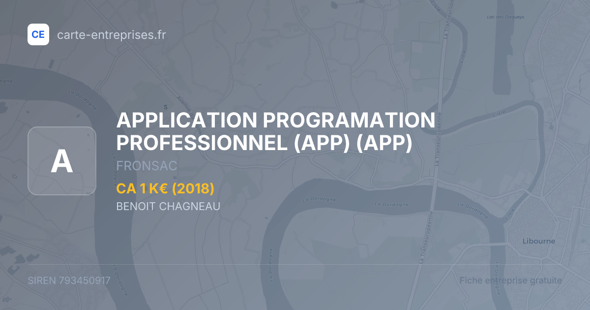 APPLICATION PROGRAMATION PROFESSIONNEL (APP) (APP) — 793450917 — fiche entreprise