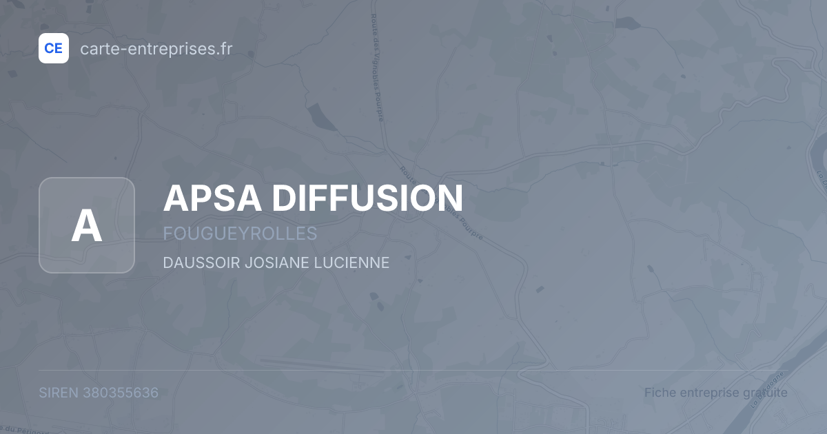 APSA DIFFUSION — 380355636 — fiche entreprise