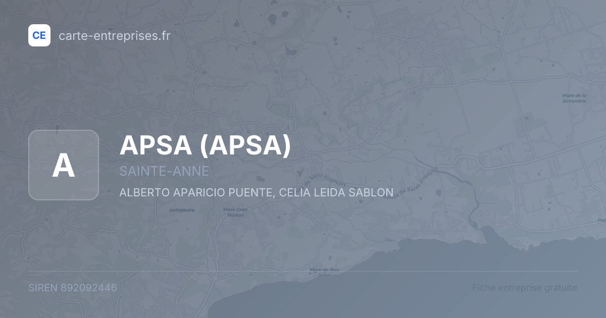 APSA — 892092446 — fiche entreprise