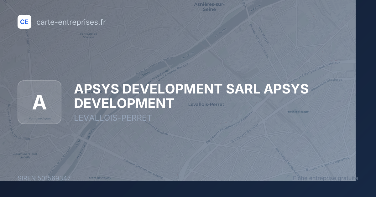 APSYS DEVELOPMENT SARL APSYS DEVELOPMENT — 501569347 — fiche entreprise