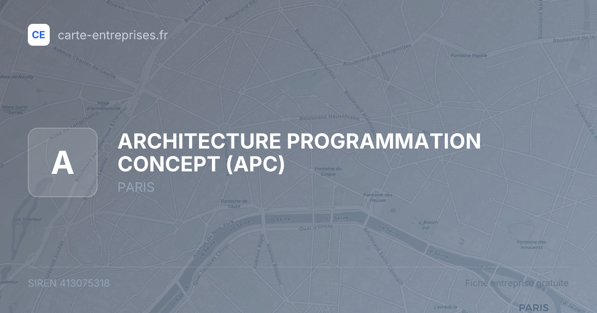 ARCHITECTURE PROGRAMMATION CONCEPT (APC) — 413075318 — fiche entreprise