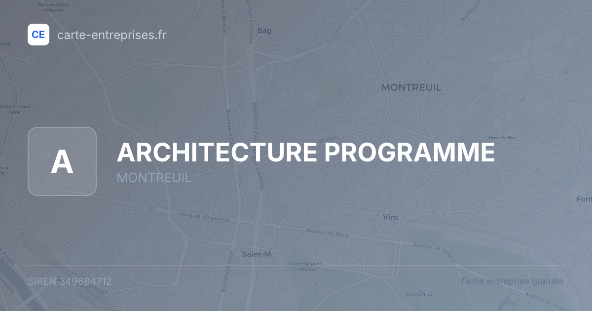 ARCHITECTURE PROGRAMME — 349684712 — fiche entreprise