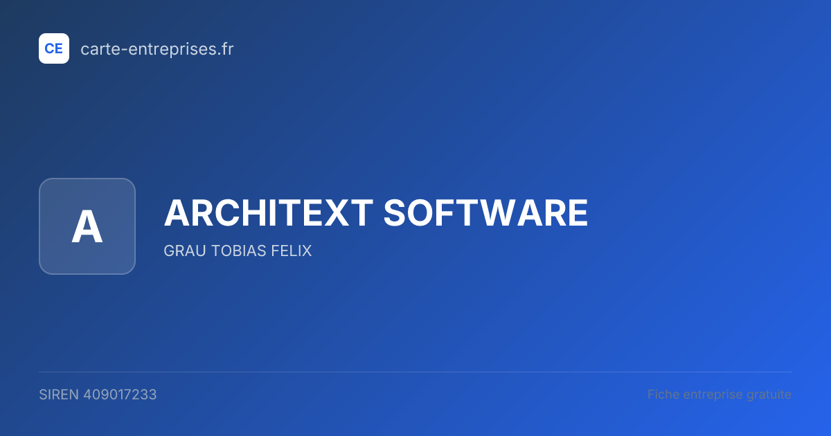 ARCHITEXT SOFTWARE — 409017233 — fiche entreprise