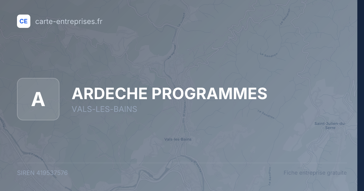 ARDECHE PROGRAMMES — 419537576 — fiche entreprise