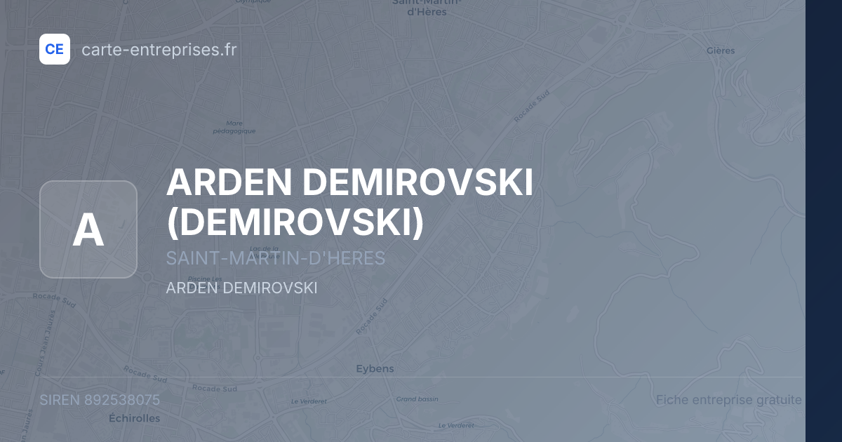 ARDEN DEMIROVSKI (DEMIROVSKI) — 892538075 — fiche entreprise