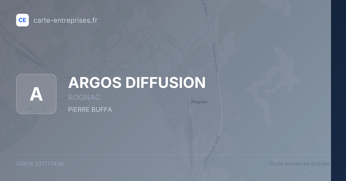 ARGOS DIFFUSION — 331771436 — fiche entreprise