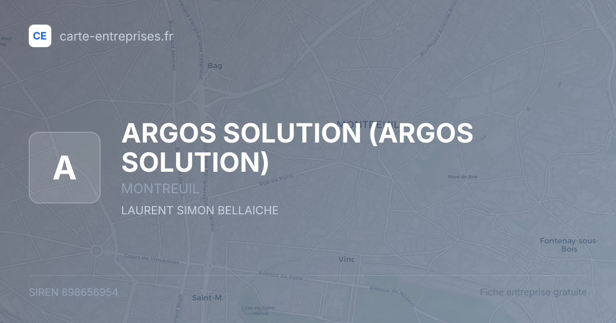 ARGOS SOLUTION — 898656954 — fiche entreprise