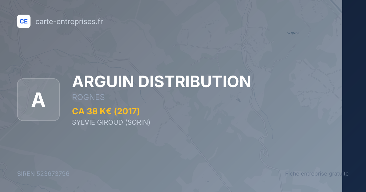 ARGUIN DISTRIBUTION — 523673796 — fiche entreprise
