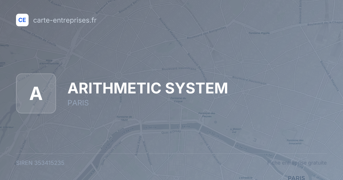 ARITHMETIC SYSTEM — 353415235 — fiche entreprise
