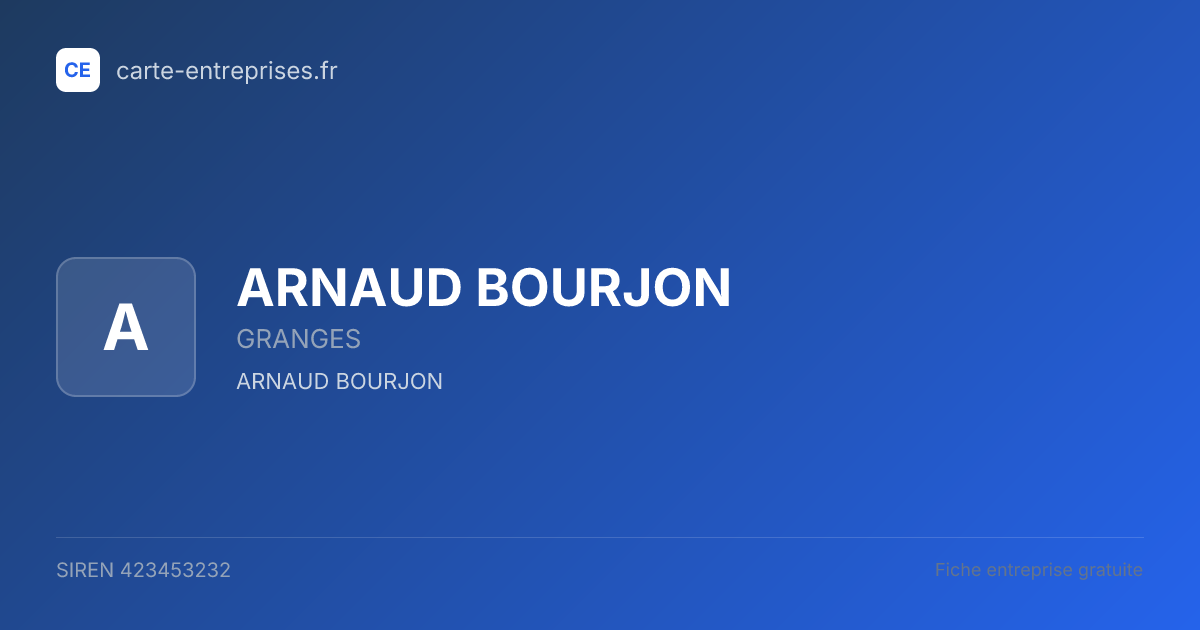 ARNAUD BOURJON — 423453232 — fiche entreprise