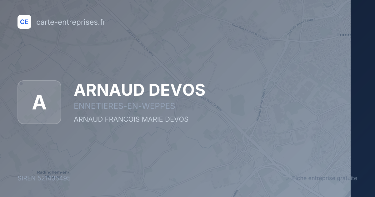 ARNAUD DEVOS — 521435495 — fiche entreprise