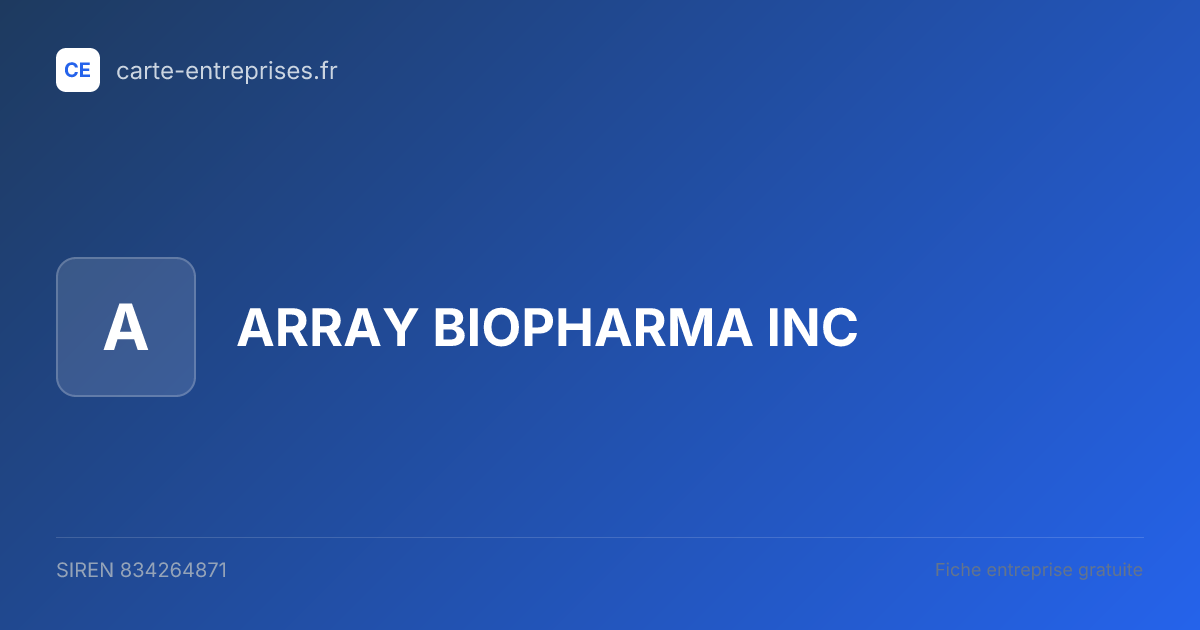 ARRAY BIOPHARMA INC — 834264871 — fiche entreprise