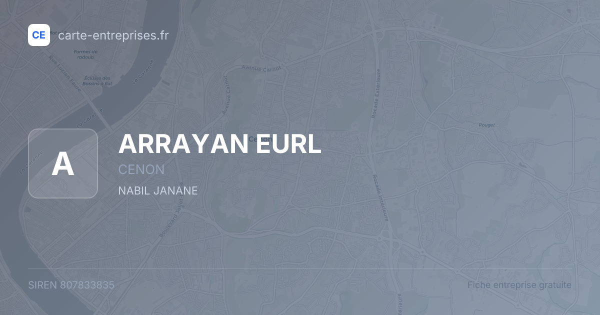 ARRAYAN EURL — 807833835 — fiche entreprise