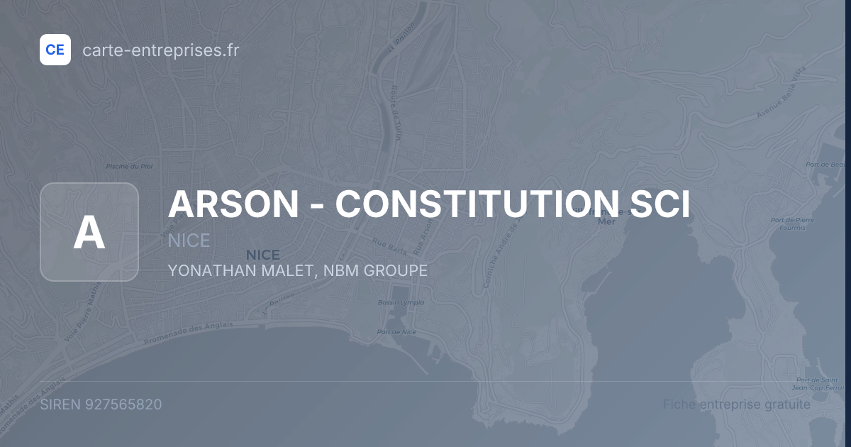 ARSON - CONSTITUTION SCI — 927565820 — fiche entreprise