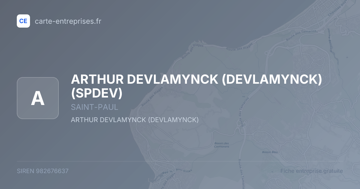 ARTHUR DEVLAMYNCK (DEVLAMYNCK) (SPDEV) — 982676637 — fiche entreprise