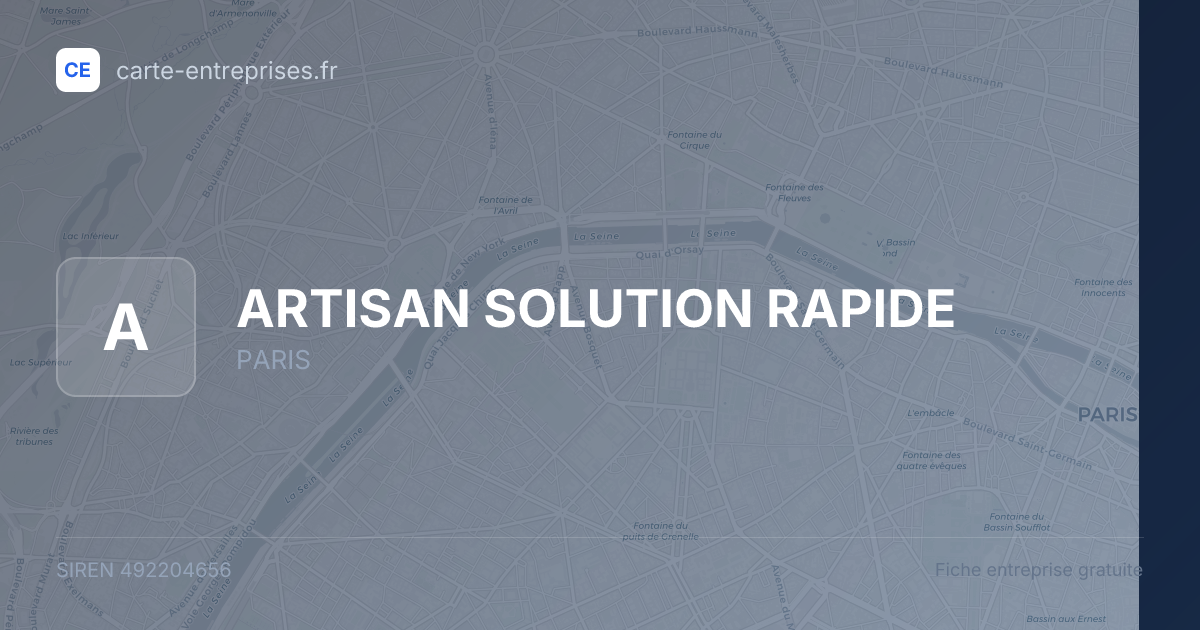 ARTISAN SOLUTION RAPIDE — 492204656 — fiche entreprise